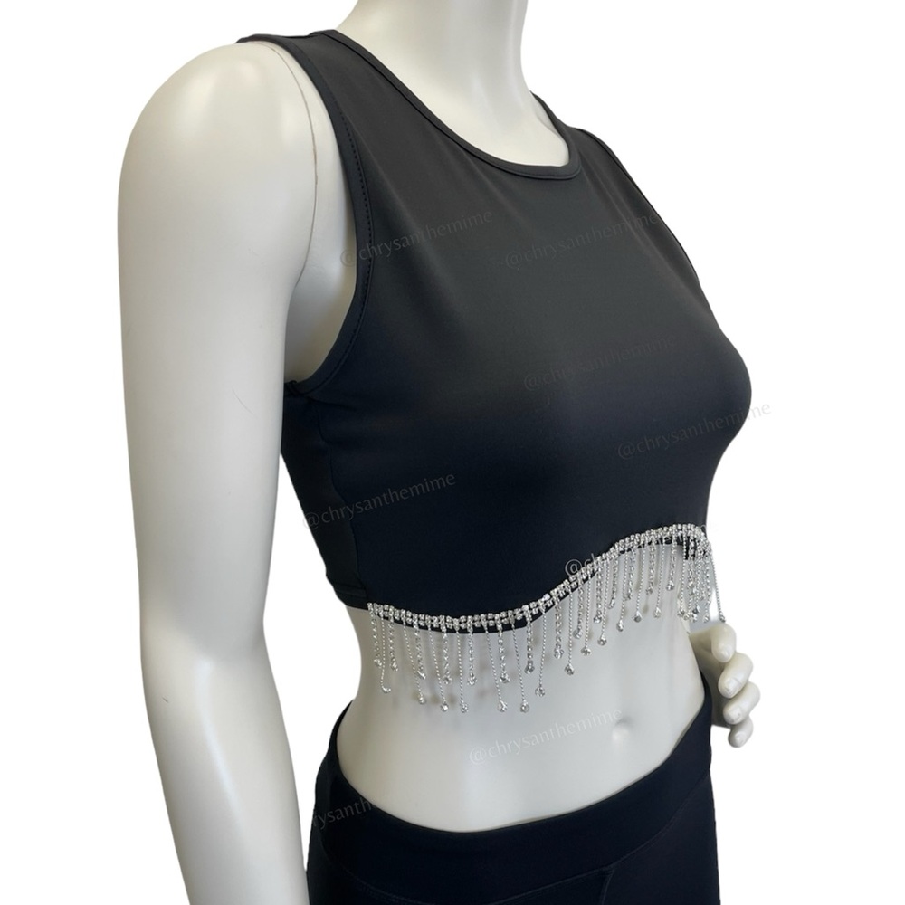 NWT • Rhinestone Fringe Crop Tank Top - Picture 5 of 9